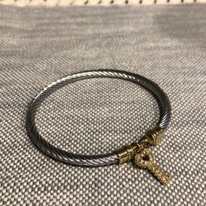 DSMK STEEL & GOLD BRACELET WITH KEY CHARM